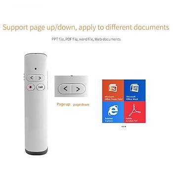 Sunum Kumandası USB Şarjlı Laser Presenter PPT Flip Pen 50 Metre Uzaktan Kumanda 