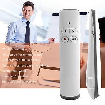 Sunum Kumandası USB Şarjlı Laser Presenter PPT Flip Pen 50 Metre Uzaktan Kumanda 