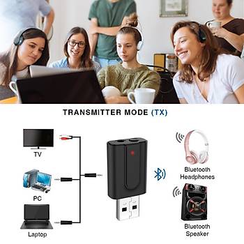Usb Bt 5.0 Kablosuz LL Verici Alıcı Hifi Ses Modülü 15 Metre Handsfree Aux