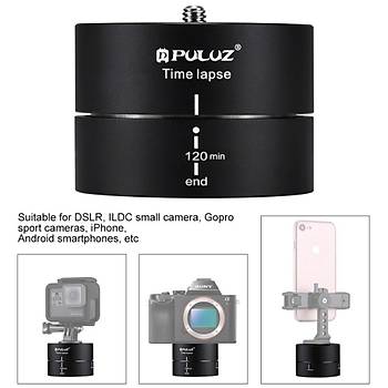 PULUZ 120 Dakika Time Lapse 360° Dönme Panoramik Görüntü Tripod Kafa Adaptörü   