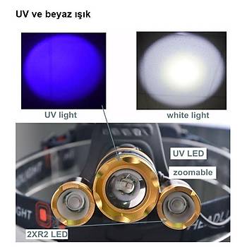 UV 395 nm Cree Çok Fonksiyonlu Led Kafa Feneri Zumlanabilir Far TMWT 4 Mod 