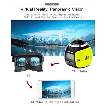 Panoramik VR 4K 360 Derece V1 Aksiyon Kamera Wifi Ultra HD 