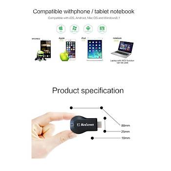 MiraScreen OTA TV Çubuk Smart TV HDMI Dongle Kablosuz Alıcı DLNA Airplay Lacivert