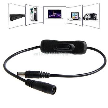 On/Off Anahtarlı Uzatma Ara Kablosu DC Güç Plug 5.5x2.1mm 