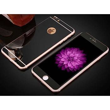 iPhone 6 Plus ��in �n/Arka Mirror Aynal� Ekran Koruyucu Tamperli Cam Siyah Renk