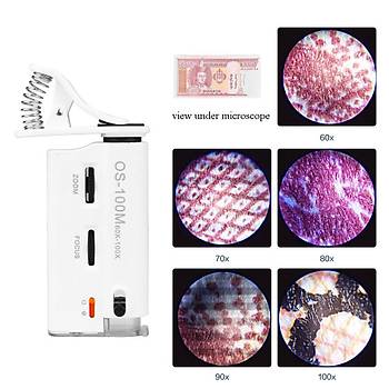 60X 100X UV LED I��kl� Mikroskop B�y�te� Cep Telefon Klipsli 