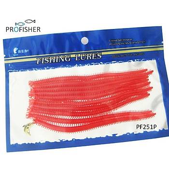 PROFISHER 10 Adet Set 13,5cm Krmz Silikon Solucan Sahte Yem  