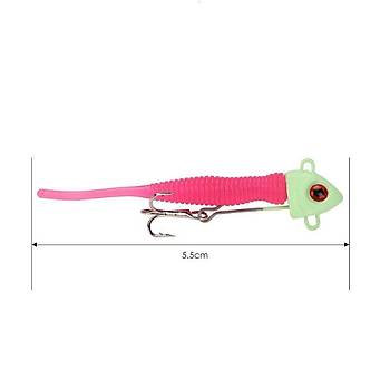 PROFISHER 2 Adet Kur�un Fosforlu Kafa ��neli Silikon Yem 5.5 cm 2.2g 