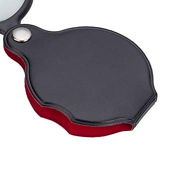 6X Mini Cep Katlan�r B�y�te� Deri K�l�fl� Cam Lensli 45 gr Okuma L�p