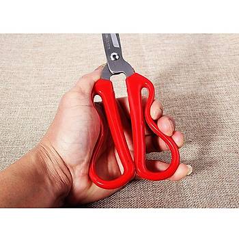 Dayanıklı Keskin 420 Paslanmaz Çelik Makas 20cm Kırmızı ABS Elastik Saplı