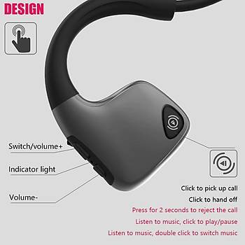 Bluetooth 5.0 R9 Kablosuz Kemik letimli Mikrofonlu Spor Kulaklk