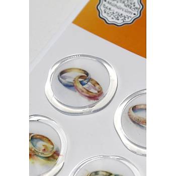 Mühürcüm 12 Adet Hazır Kendinden Yapışkanlı Yüzük Davetiye Sticker Mühür KYSM111