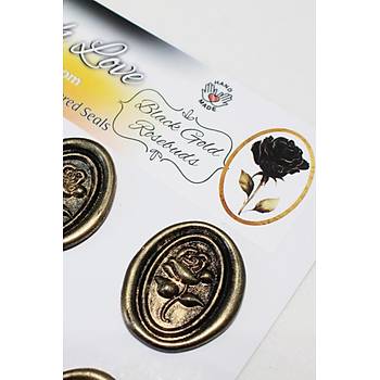 Mühürcüm Black Gold Rosebuds 12 Adet 3D Hazır Kendinden Yapışkanlı Sticker Mühür RM2106