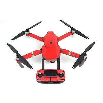 DJI Mavic Pro Platinum i�in K�rm�z� Karbon Grafik Su Ge�irmez PVC Cilt ��kartma Full Set