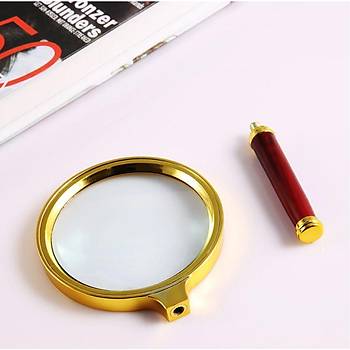 10X 60mm El Büyüteç Sökülebilir Vidalı Yapay Maun Ağacı Sap HD Cam Lens 