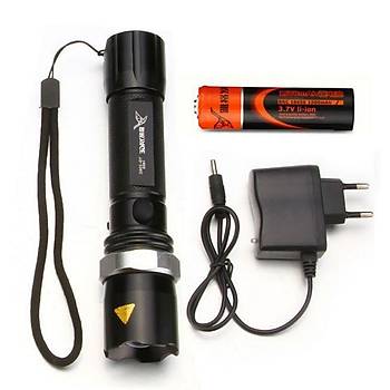 Taktik arj Edilebilir Zumlu Fener CREE Led + 18650 Pil + Duvar arj