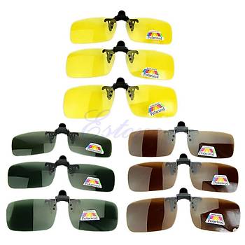 Polarize Clip-on Menteeli Gne Gzl Kahverengi Lens