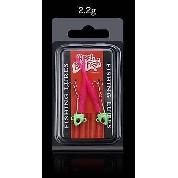 PROFISHER 2 Adet Kur�un Fosforlu Kafa ��neli Silikon Yem 5.5 cm 2.2g 