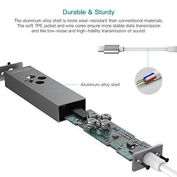Apple MFi Sertifikal 2 in 1 Lightning 3.5mm Kulaklk Jak Adaptr 