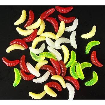 PROFISHER 50 Adet 5 Renk Yapay Kurtcuk Silikon Yem 2 cm 