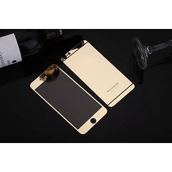 iPhone 6 6S İçin Ön/Arka Mirror Aynalı Ekran Koruyucu Tamperli Cam Gold Renk