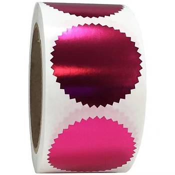 Al�minyum Kendinden Yap��kanl� Etiket Pembe Renk 50 adet 50mm �ap
