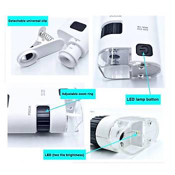 40-60X B�y�te� Zoom Ayarl� Led I��kl� Evrensel Telefon Klipli 