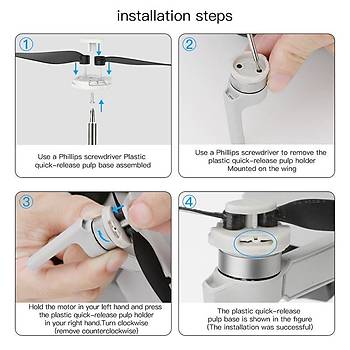DJI Mavic Mini 4 adet Pervane Motor Taban Modifiye Ykseltme