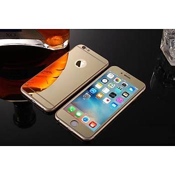 iPhone 6 6S İçin Ön/Arka Mirror Aynalı Ekran Koruyucu Tamperli Cam Gold Renk