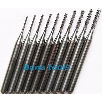 Tungsten Karbür PCB Kesme Oyma CNC Freze Uç 0.6-1.5mm 10lu Set