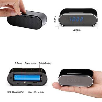 1080 P WiFi Saat Kamera Alarmlı P2P IPAP Gece Görüş Hareket Algılama   