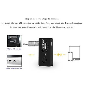 Araç Kablosuz Stereo Ses Alýcý Verici Adaptörü Bluetooth 4.1 A2DP 3.5mm