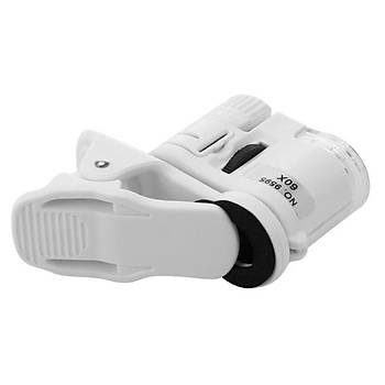 60X Cep Telefonu Lens Mikroskop Makro Lens Zoom Mikro Kamera Klip Led Işıklı