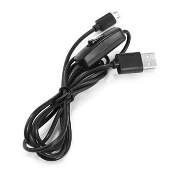 Raspberry Pi in 1.5m 5V 2A Mikro USB Anahtarl arj Kablosu - Siyah Renk 