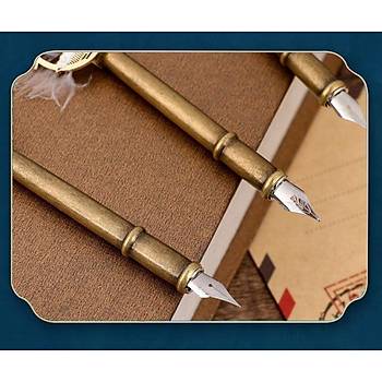 Tüy Divit Kalem Mürekkep Mühür Kaşık 10 lu Pirinç Set Cren Kuşu