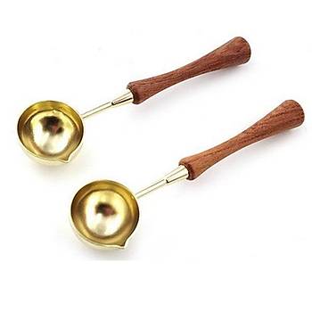 Ahşap Sap Mum Mühürü Eritme Kaşığı Ergonomik Dizayn Gold