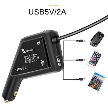 Mavic 2 Zoom 3 in 1 Araç Şarjı 2 Pil Kumanda Şarj 