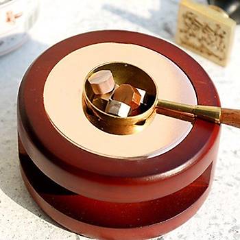 Ahşap Sap Mum Mühürü Eritme Kaşığı Ergonomik Dizayn Gold