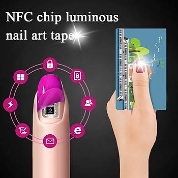 NFC Çip Parlayan Akýllý Týrnak Etiket LED Iþýk 2 takým 4 Adet Set 