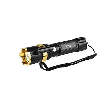 Fener Krmz aretcili XML-T6 500LM 18650 Zoomlu EDC LED Flashlight   