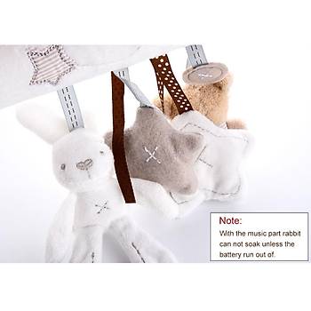 Peluş Eğitici Müzikli Hayvancıklar Dönence Puset Yatak Beşik Bağlama 