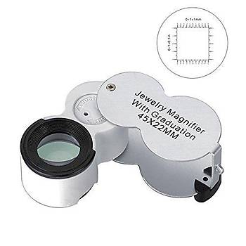 45x 22mm Katlanır Ölçekli Optik Lens 2 Beyaz Led 1 UV Led Işıklı 