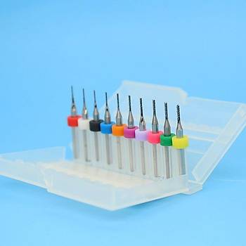 Tungsten Karbür PCB Kesme Oyma CNC Freze Uç 0.6-1.5mm 10lu Set