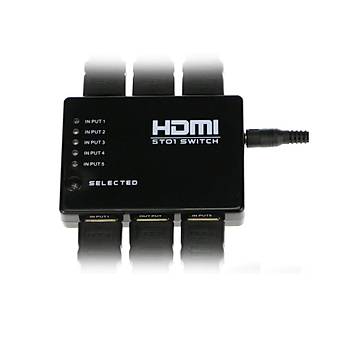 HDMI 1080p Hd Spilitter 5 Port Datc Hub Kutusu ve Uzaktan Kumanada
