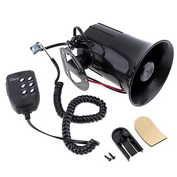Ara Motosiklet Megafon Hoparlr 115db 100W 12V 6 Farkl Siren Sesi Mikrofon