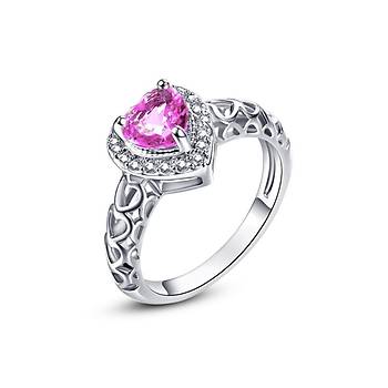 PEMBE TOPAZ BEYAZ ALTIN KAPLAMA YÜZÜK