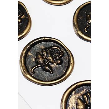 M�h�rc�m Antique Rosebuds 12 Adet 3D Haz�r Kendinden Yap��kanl� Sticker M�h�r RM2105