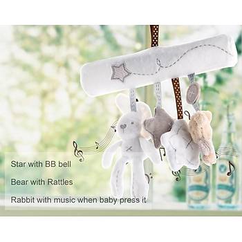 Peluş Eğitici Müzikli Hayvancıklar Dönence Puset Yatak Beşik Bağlama 