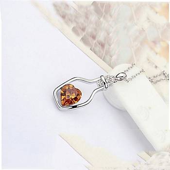 Moda Kristal iedeki Srklenen Kalp Rhinestone Kolye Zincir 