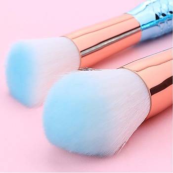 Denizkızı Mavi Makyaj Fırça 10 lu Set Güzellik Kozmetik Ekipmanları